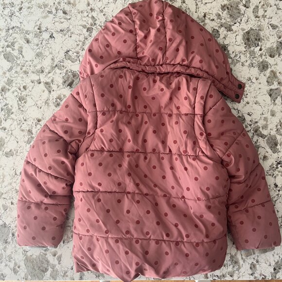 Boden convertible pink polka dot sherpa coat & vest sz 5-6 - Picture 6 of 11